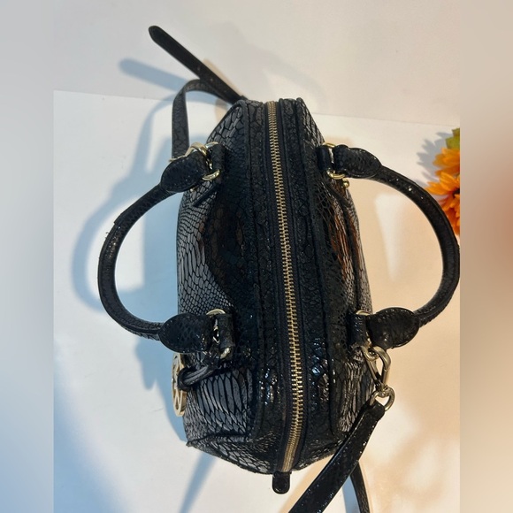 Michael Kors Black leather Snakeskin croc Embossed Satchel crossbody - Picture 9 of 12